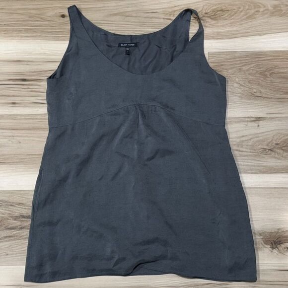Eileen Fisher Scoop Neck Silk Grey Sleeveless Top Women’s Small - Picture 1 of 3
